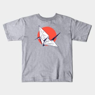 Vintage Sketch of a Japanese Origami Crane Kids T-Shirt